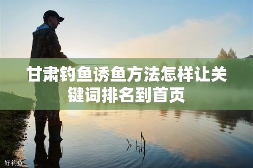 甘肃钓鱼诱鱼方法怎样让关键词排名到首页