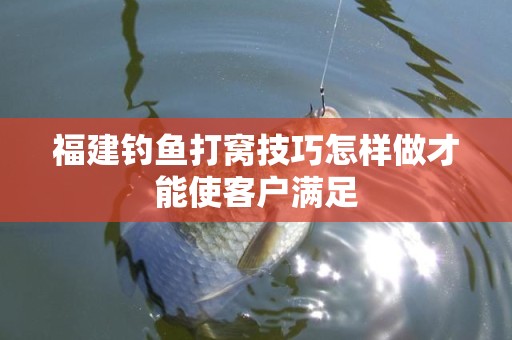 福建钓鱼打窝技巧怎样做才能使客户满足