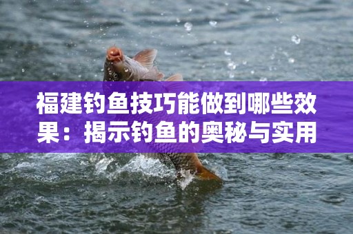 福建钓鱼技巧能做到哪些效果：揭示钓鱼的奥秘与实用技巧