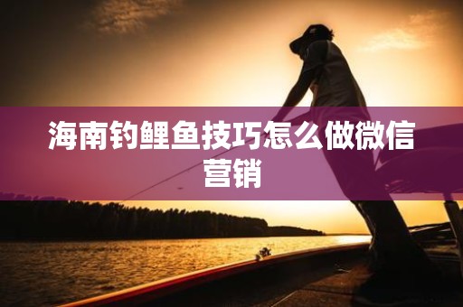 海南钓鲤鱼技巧怎么做微信营销