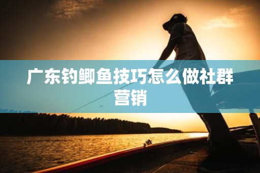 广东钓鲫鱼技巧怎么做社群营销