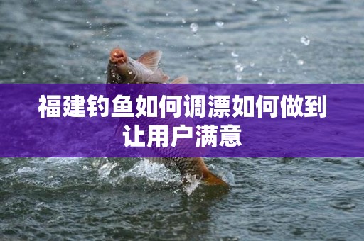 福建钓鱼如何调漂如何做到让用户满意