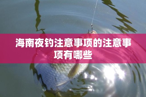 海南夜钓注意事项的注意事项有哪些