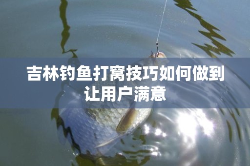 吉林钓鱼打窝技巧如何做到让用户满意