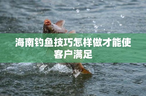 海南钓鱼技巧怎样做才能使客户满足