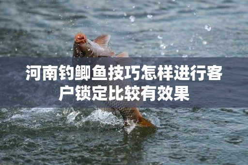 河南钓鲫鱼技巧怎样进行客户锁定比较有效果