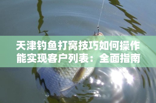 天津钓鱼打窝技巧如何操作能实现客户列表：全面指南