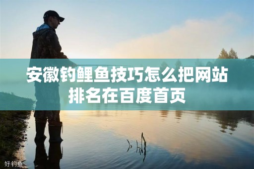 安徽钓鲤鱼技巧怎么把网站排名在百度首页
