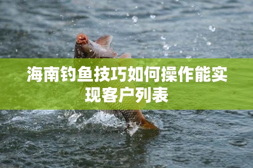 海南钓鱼技巧如何操作能实现客户列表