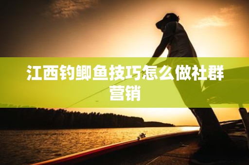江西钓鲫鱼技巧怎么做社群营销