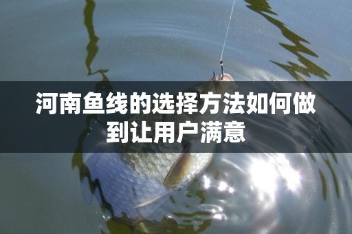 河南鱼线的选择方法如何做到让用户满意