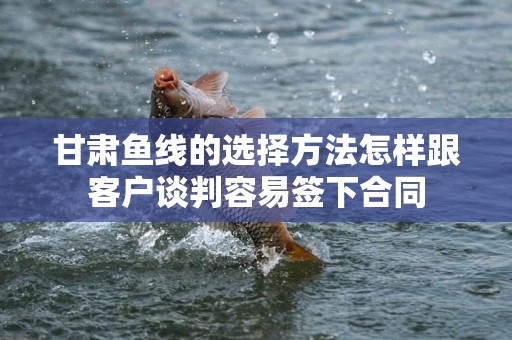 甘肃鱼线的选择方法怎样跟客户谈判容易签下合同