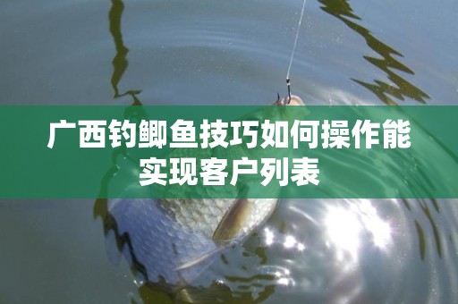 广西钓鲫鱼技巧如何操作能实现客户列表