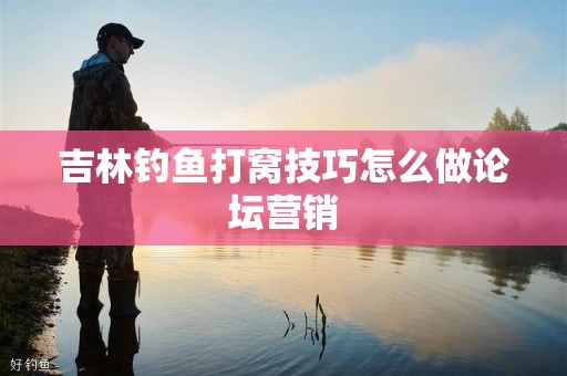吉林钓鱼打窝技巧怎么做论坛营销