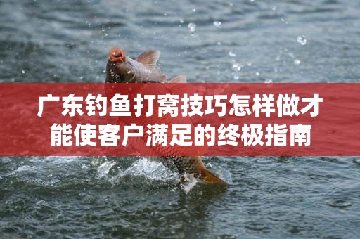 广东钓鱼打窝技巧怎样做才能使客户满足的终极指南