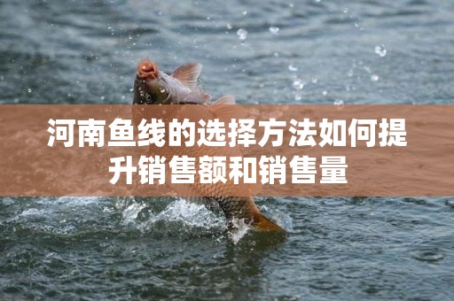 河南鱼线的选择方法如何提升销售额和销售量