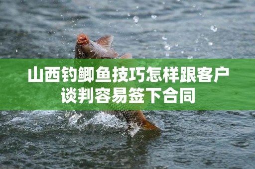 山西钓鲫鱼技巧怎样跟客户谈判容易签下合同