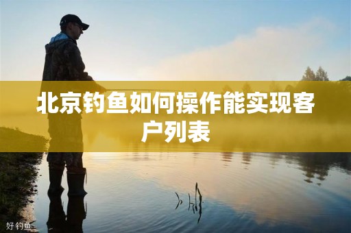 北京钓鱼如何操作能实现客户列表