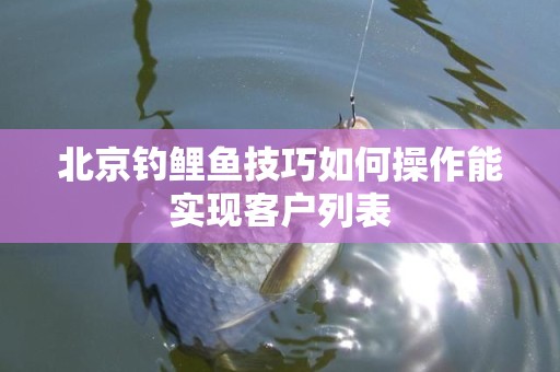 北京钓鲤鱼技巧如何操作能实现客户列表